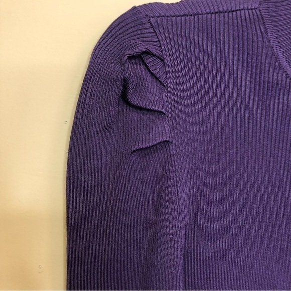INC International Concepts Purple Ribbed Mock Neck Puff Sleeve Size L NWT - Picture 3 of 7